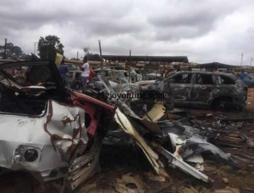 JUST IN: Fire Destroys Over 12 Luxury Vehicle in Ashanti Region -SEE PHOTOS
