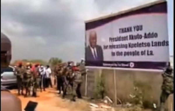 Trouble Looms As 'Thank you Akufo-Addo’ Billboard Destroyed By Military Men -WATCH