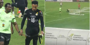 JUST IN: Watch Video That Captured Moment Goalpost Fell on Jojo Wollacott During Black Stars Training Which Got Ghanaians Angry and Talking -VIDEO